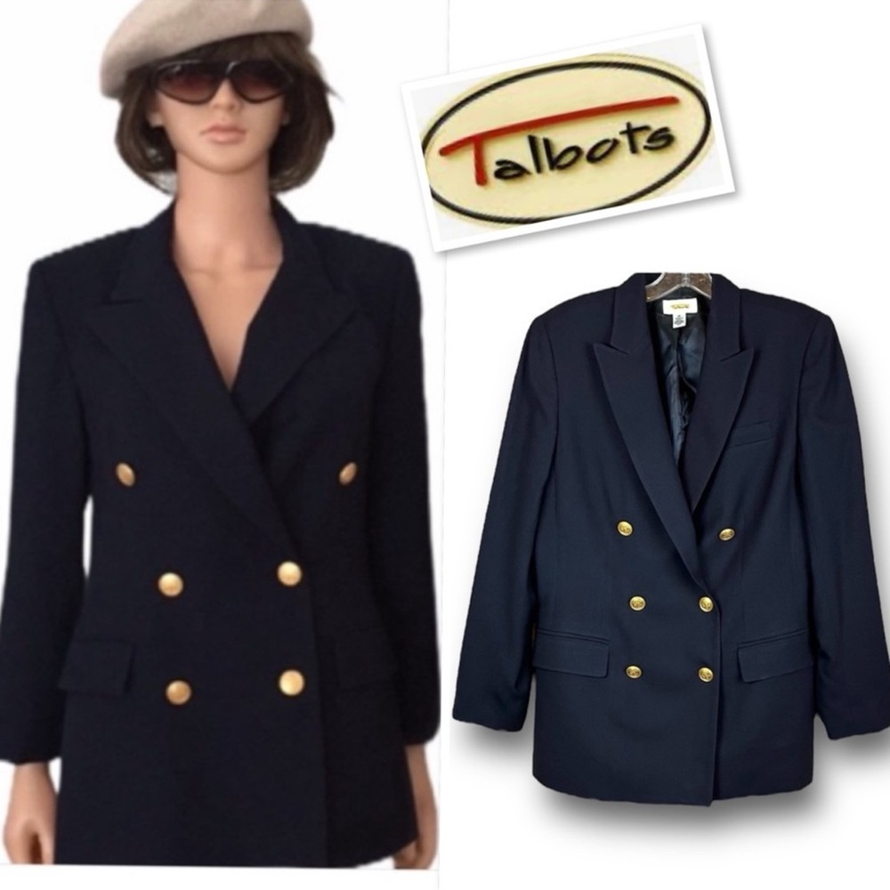 Talbots Navy Wool Blazer with Gold Buttons - Picture 2 of 7